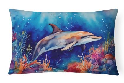 Nautical Collection Throw Pillow Throw Pillow for Indoor Couch Bed Outdoor Patio Washable, Dolphin 2783,12Hx16W