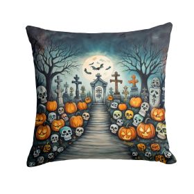 Calaveras Sugar Skulls Spooky Halloween Throw Pillow Machine Washable, Indoor Outdoor Decorative Pillow for Couch, Bed or Patio, 14Hx14W (Default: Default)