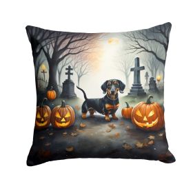 Dachshund Spooky Halloween Throw Pillow Machine Washable, Indoor Outdoor Decorative Pillow for Couch, Bed or Patio, 14Hx14W (Default: Default)